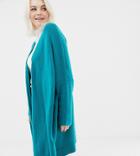 Asos Design Curve Eco Oversize Cardigan In Fluffy Yarn - Green