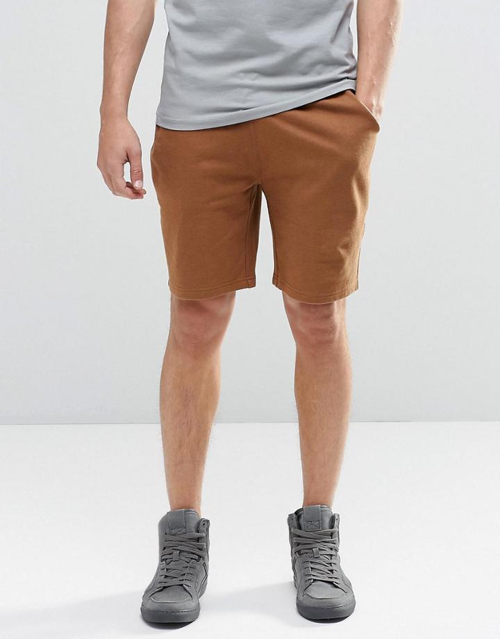 Asos Jersey Shorts In Brown - Daschund