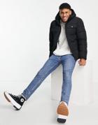Jack & Jones Core Hooded Puffer Jacket With Chest Pockets In Black