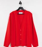 Collusion Unisex Boxy Knitted Cardigan In Red