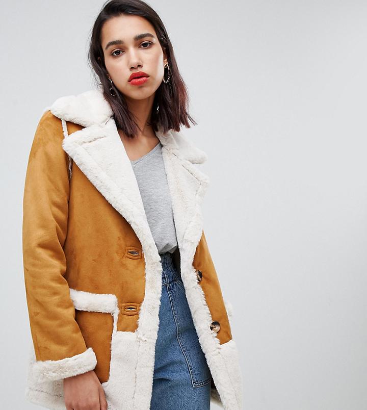 River Island Aviator Jacket In Tan - Tan