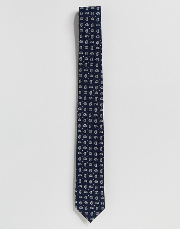 Moss London Tie In Paisley - Blue