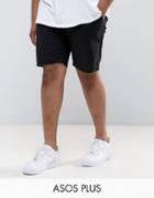 Asos Plus Slim Chino Shorts In Black - Black