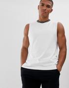 Asos Design Tank Tank With Contrast Tipping In White