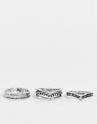 Topshop Grunge 3 X Multipack Rings In Silver