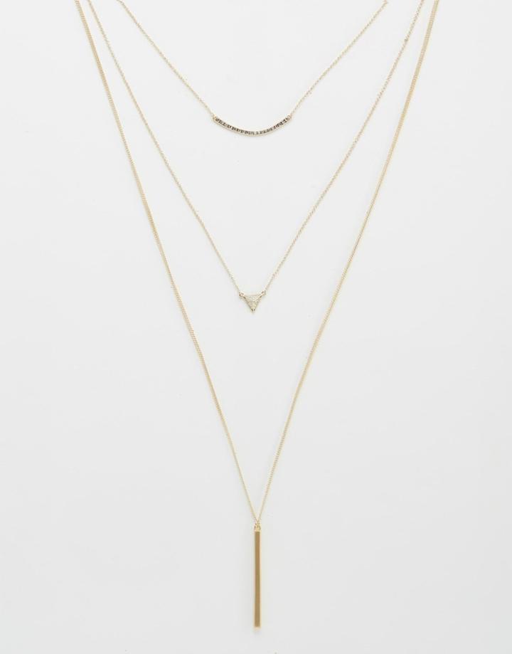 Lipsy Pave Long Layer Layering Necklace - Crystal