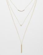 Lipsy Pave Long Layer Layering Necklace - Crystal