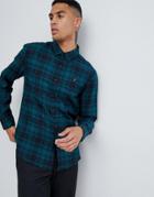 Farah Eader Check Shirt In Teal - Blue