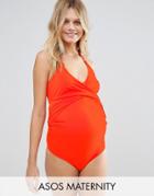 Asos Maternity Wrap Front Swimsuit - Red
