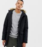 French Connection Tall Faux Fur Hood Parka Jacket-black