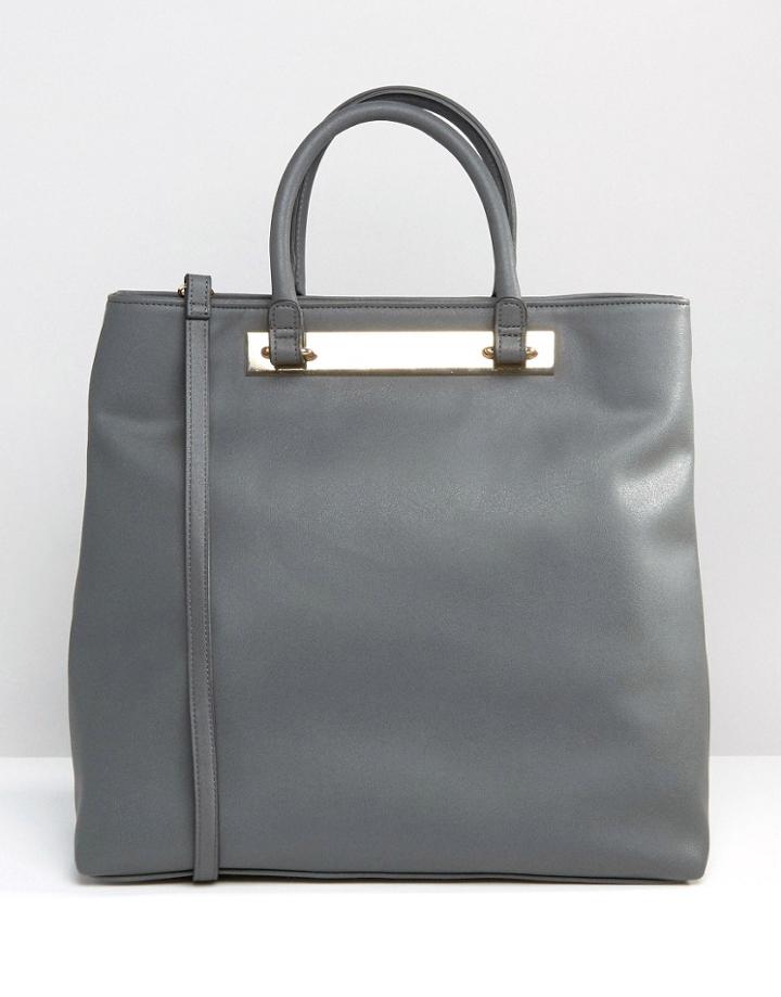 Asos Metal Bar Tote Bag - Gray