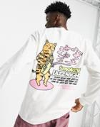 Crooked Tongues Long Sleeve 'smokey' Print T-shirt In White