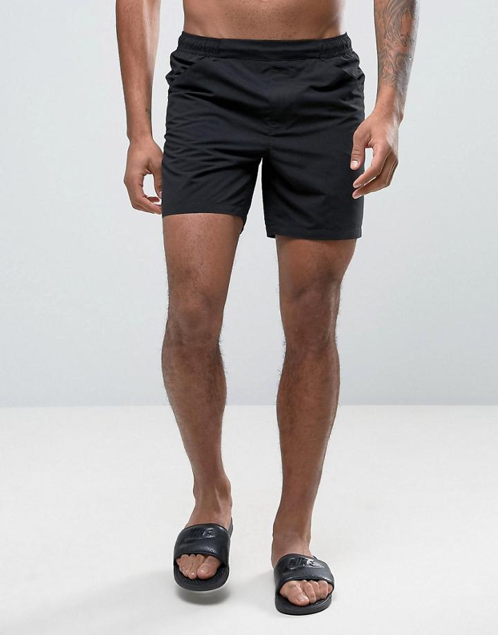 Asos Swim Shorts In Black With Smart Fixed Waistband - Black