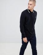 Fred Perry Long Sleeve Twin Tipped Polo In Black - Black