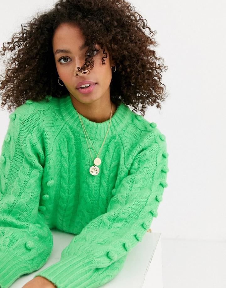 Asos Design Premium Cable Bobble Stitch Sweater-green