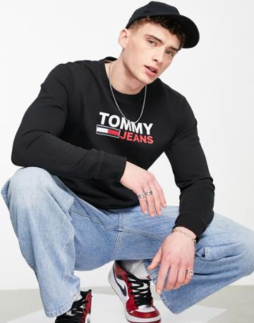 Tommy Jeans Corp Logo Sweatshirt In Black
