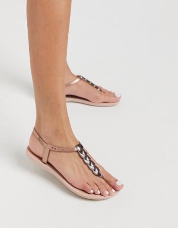 Ipanema Charm Sandals In Blush With Gold-neutral