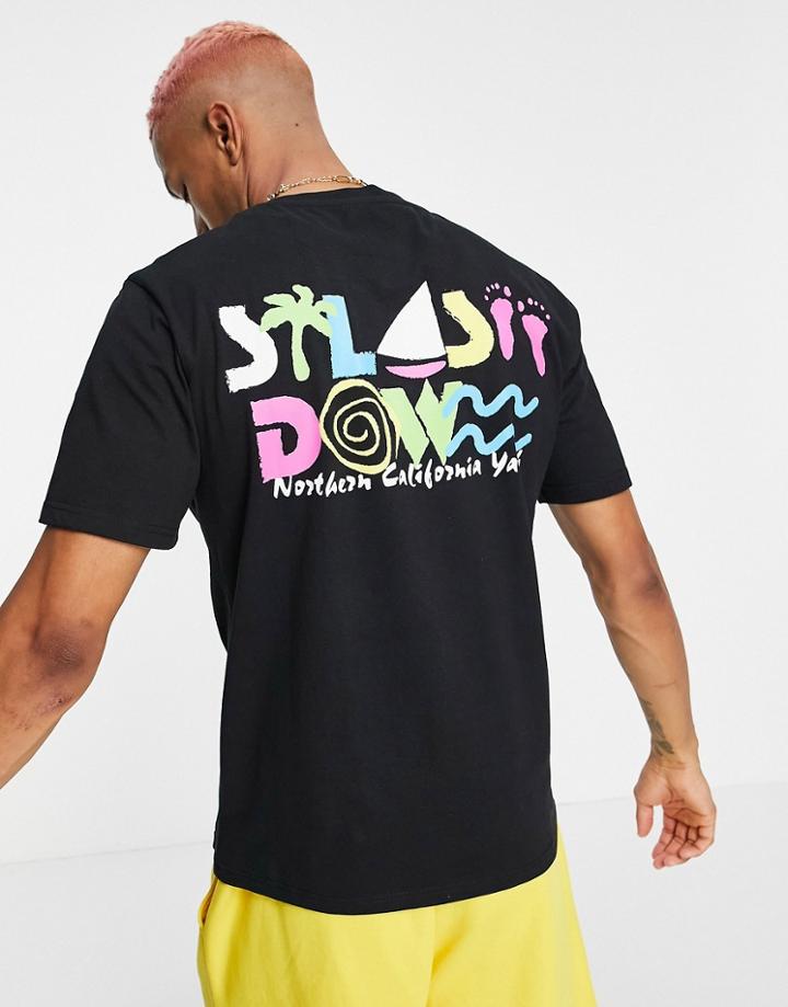 Pull & Bear T-shirt With Colorful Back Print In Black