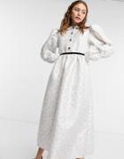Sister Jane Midi Smock Dress In Cream Jacquard-multi