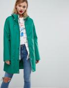 Asos Design Fleece Lined Raincoat-green