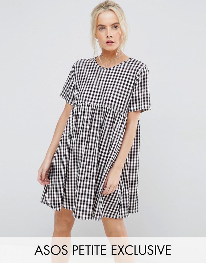 Asos Petite Ultimate Smock Dress In Gingham Print - Multi