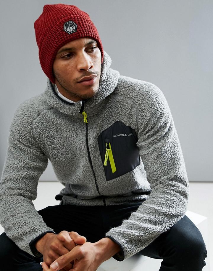 O'neill Jeremy Jones Knit Beanie In Dark Red - Red