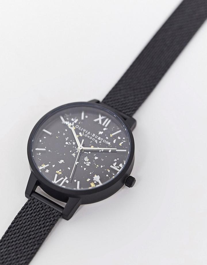 Olivia Burton Celestial Mesh Watch In Black