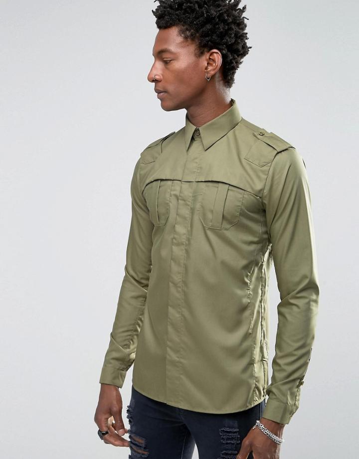 Rogues Of London Skinny Shirt - Green