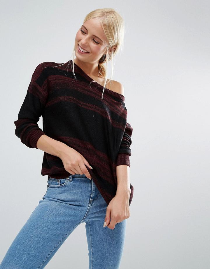 Brave Soul Striped Sweater - Red
