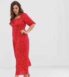 Asos Design Curve Prairie Plisse Maxi Dress With Tiered Hem In Ditsy Print - Multi