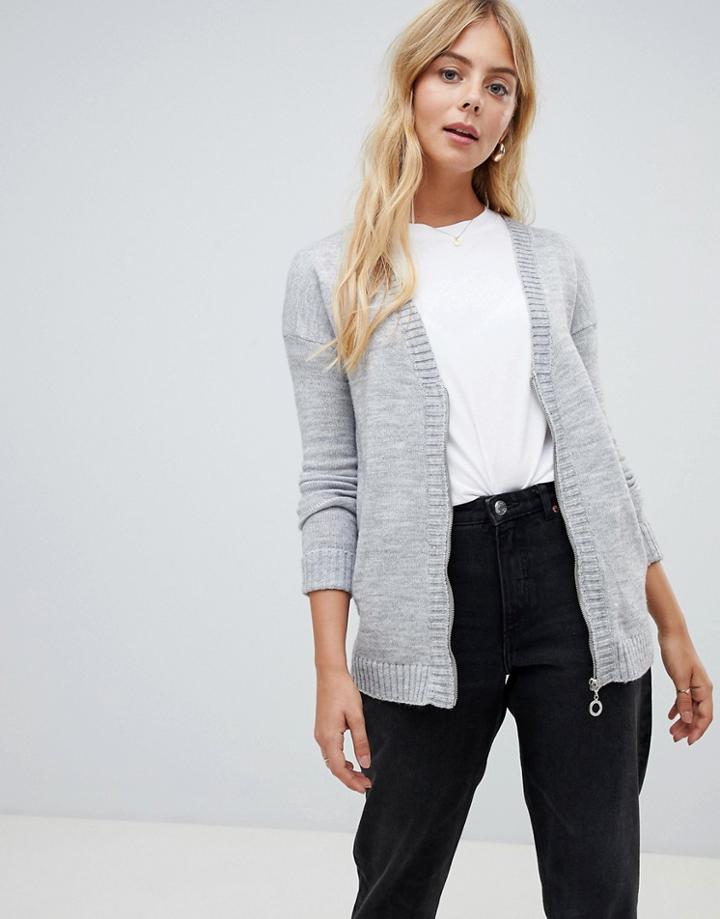Brave Soul Zippy Cardigan - Gray