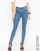 Asos Tall Ridley Skinny Jeans In Birch Flat Midwash Blue - Birch Wash