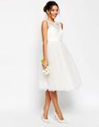 Asos Bridal Lace Sweetheart Tutu Midi Dress - White