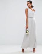 Asos Wedding Embellished One Shoulder Maxi Dress - Gray