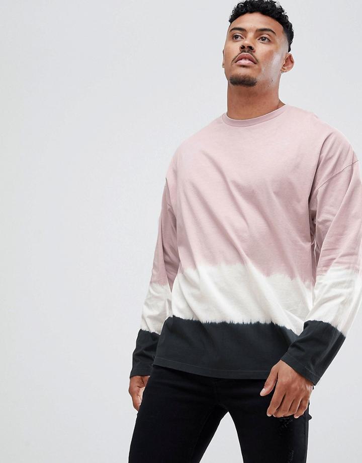 Asos Design Oversized Longline T-shirt With Dip Dye In Pink - Pink