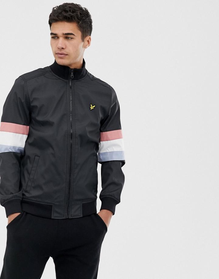 Lyle & Scott Contrast Color Block Track Jacket In Black - Black