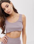 Asos Design Mix & Match Lounge Ribbed Round Neck Crop Top-pink