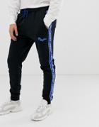 Mitchell & Ness La Lakers Logo Taped Fleece Joggers In Black - Black