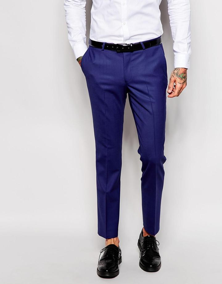 Noose & Monkey Suit Pants With Stretch In Skinny Fit - Deep Blue