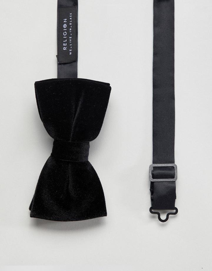 Religion Bow Tie In Black Velvet - Black