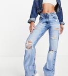 Collusion X005 Straight Leg Ripped Jeans In Washed Blue