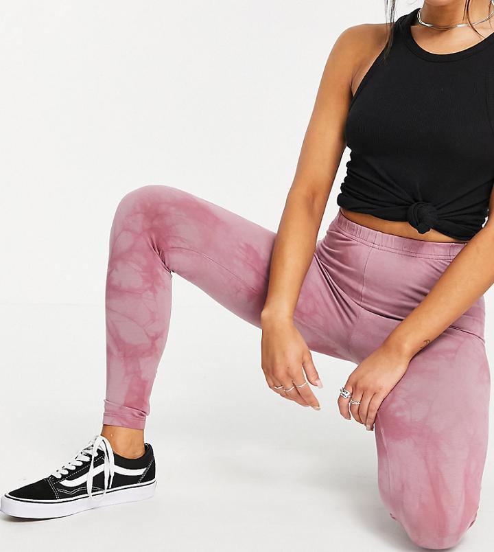 Asos Design Petite Tie Dye Legging In Pink