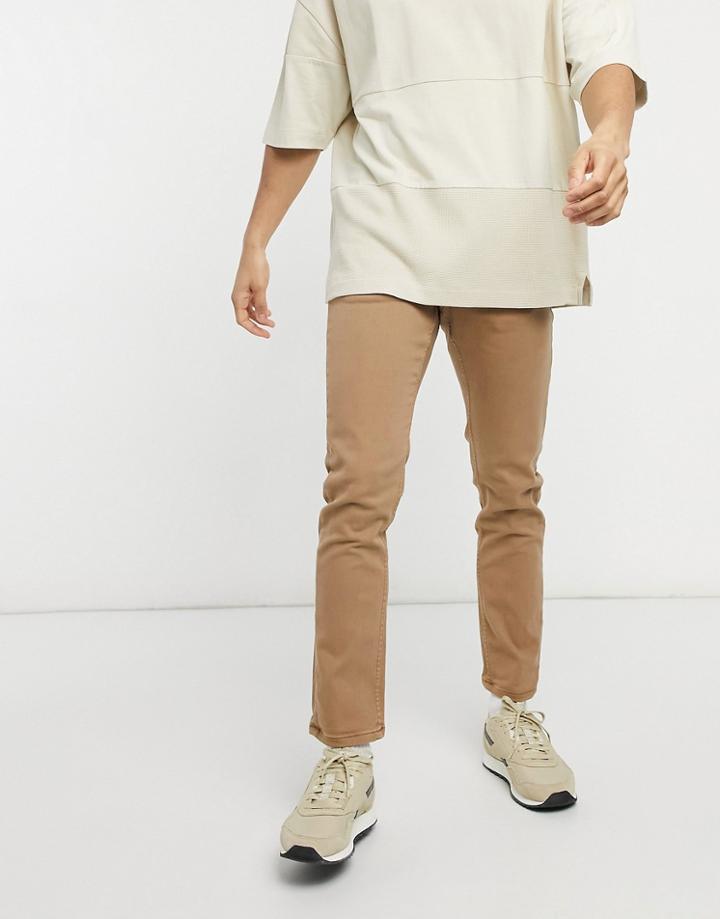 Asos Design Stretch Slim Jeans In Dark Stone-neutral