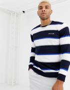 Nicce Long Sleeve T-shirt With Stripes In Navy