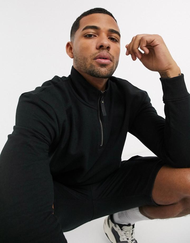 Soul Star Two-piece Half Zip High Neck Sweat In Black