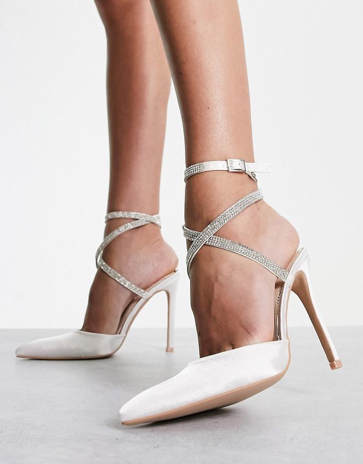 Be Mine Bridal Emmeline Heeled Sandals With Embellished Detail-white