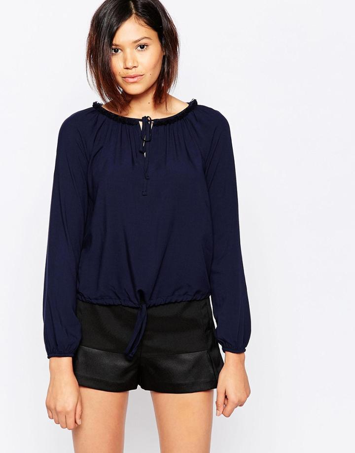 Vero Moda Long Sleeve Top With Tie Front - Total Eclise