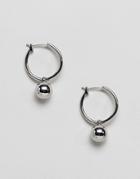 Monki Drop Ball Hoop Earrings In Silver - Silver