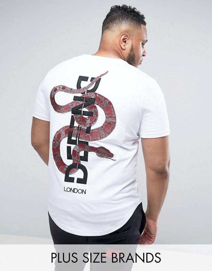 Defend London Plus T-shirt With Back Snake Embroidery - White