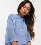 Loose Threads Oversized Lounge Polo Shirt In Loose Knit-blues